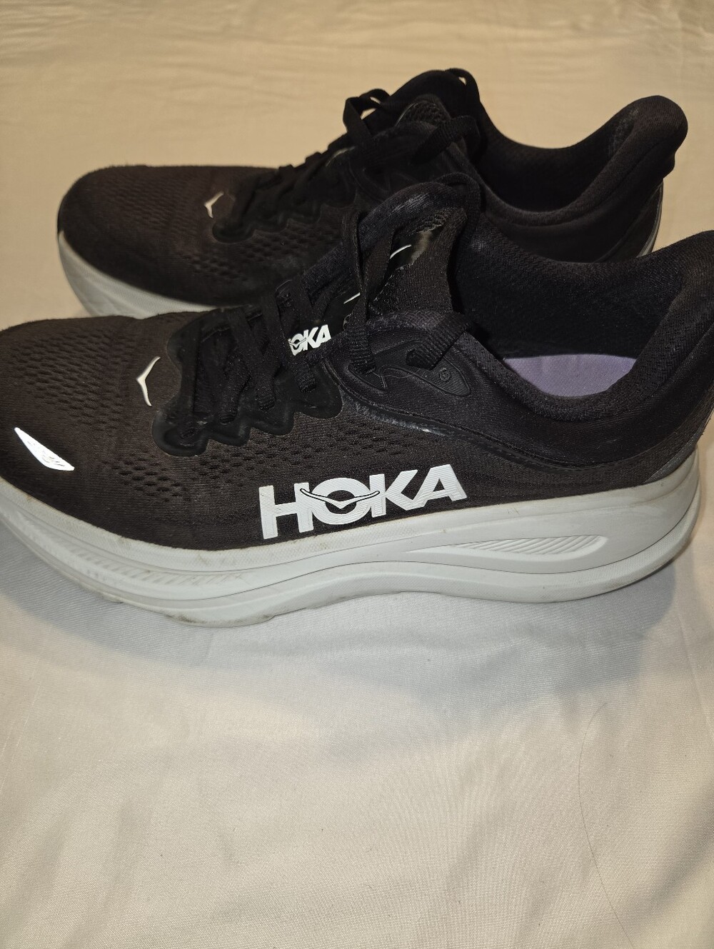 Hoka Mens Black and White Athletic Running Shoes